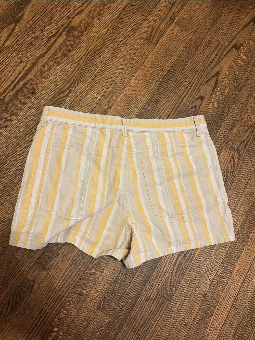 Madewell Yellow and Cream Striped Bermuda Shorts